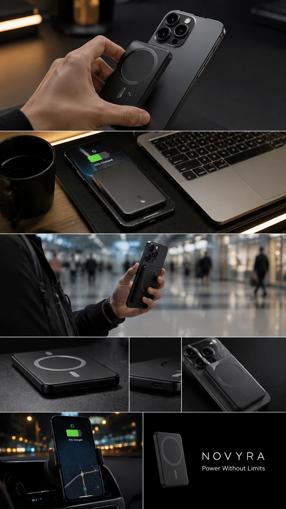 Novyra MagCharge Pro™ | Magnetic Wireless Portable Charger 5000mAh for iPhone